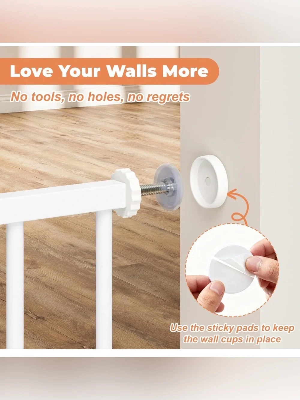 White Safety Baby Gate - Pressure Mount Walk-Through